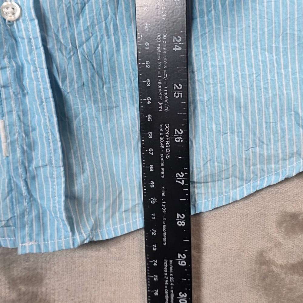 Frank & Eileen Barry Shirt Womens XL Blue White Pinstripe woven in Italy Luxury - Picture 8 of 10
